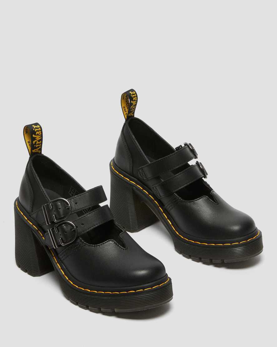 Botas de Tacon Dr Martens Eviee Sendal Leather Mujer Negras  España |  80395-EBHG