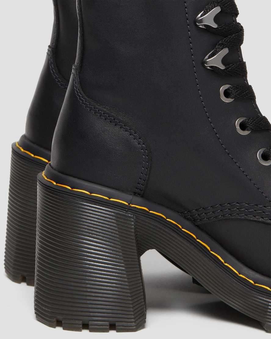 Botas de Tacon Dr Martens Jesy Sendal Leather Lace Up Flared Mujer Negras  España |  32087-UCTZ