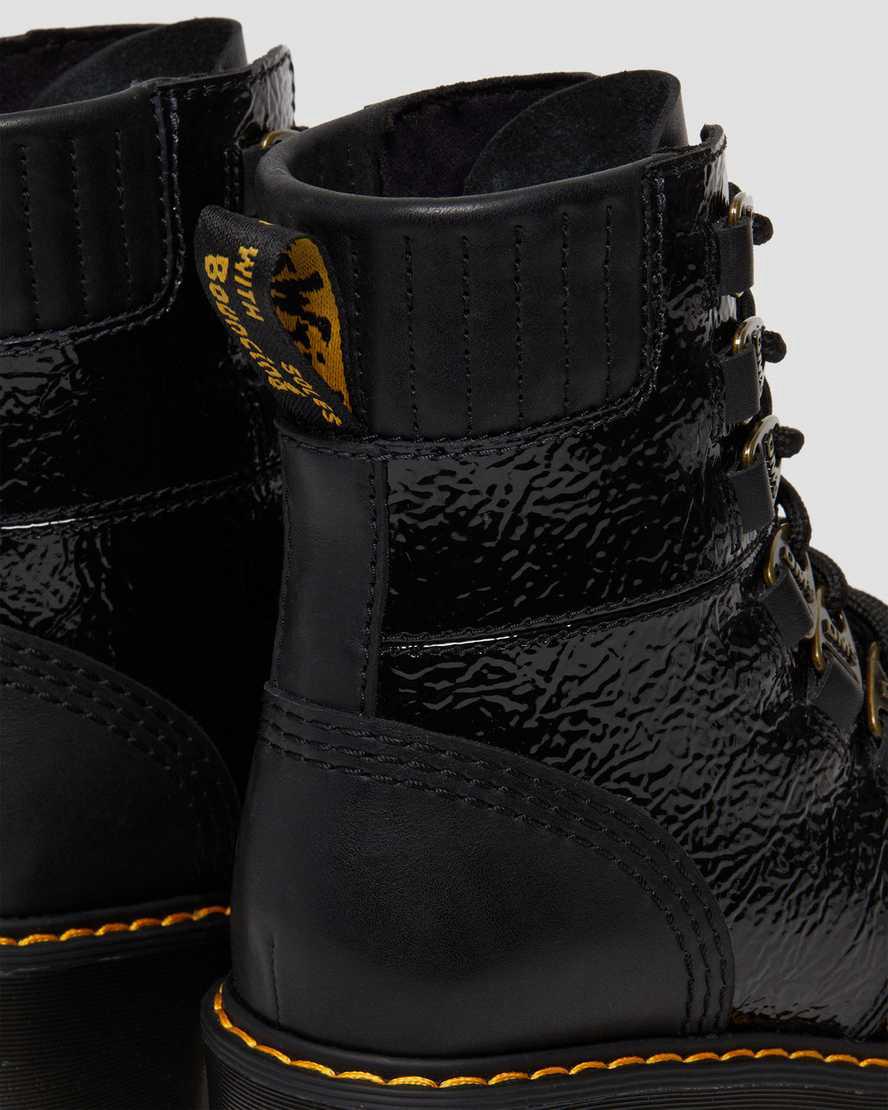 Botas de Tacon Dr Martens Laurenne Distressed Patent Leather Lace Up Mujer Negras  España |  03419-AYBX