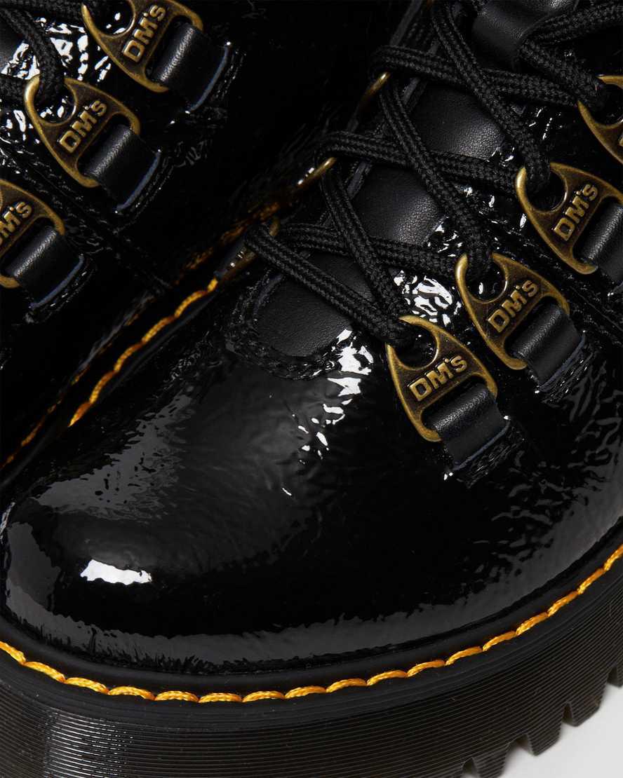 Botas de Tacon Dr Martens Laurenne Distressed Patent Leather Lace Up Mujer Negras  España |  03419-AYBX