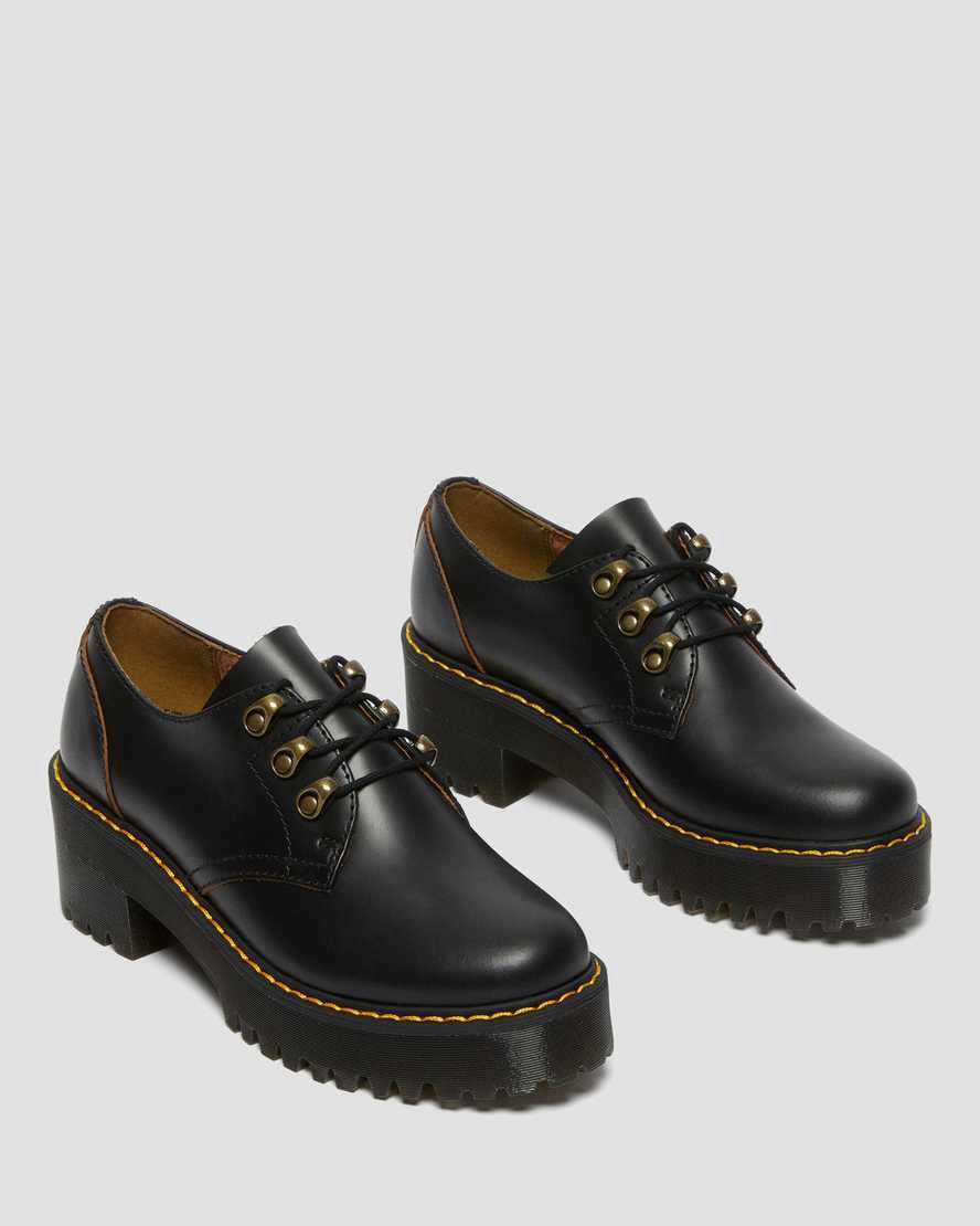 Botas de Tacon Dr Martens Leona Lo Vintage Smooth Leather Mujer Negras  España |  81260-JLGV