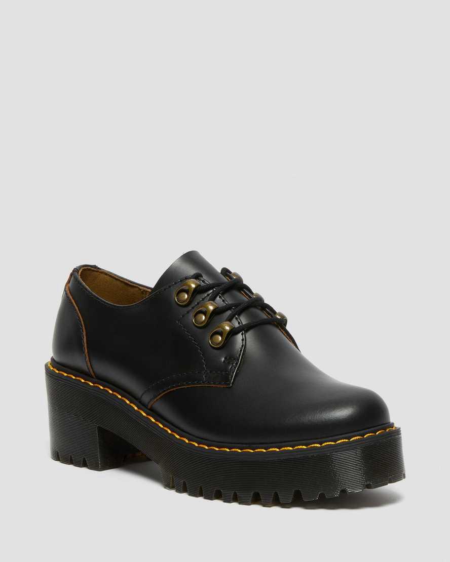 Botas de Tacon Dr Martens Leona Lo Vintage Smooth Leather Mujer Negras  España |  81260-JLGV