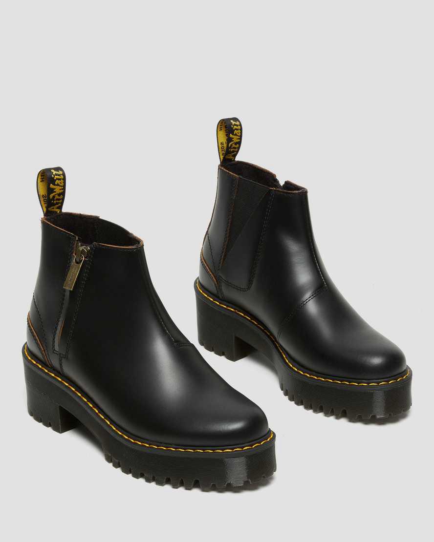 Botas de Tacon Dr Martens Rometty II Vintage Smooth Leather Chelsea Mujer Negras  España |  27986-EFOB