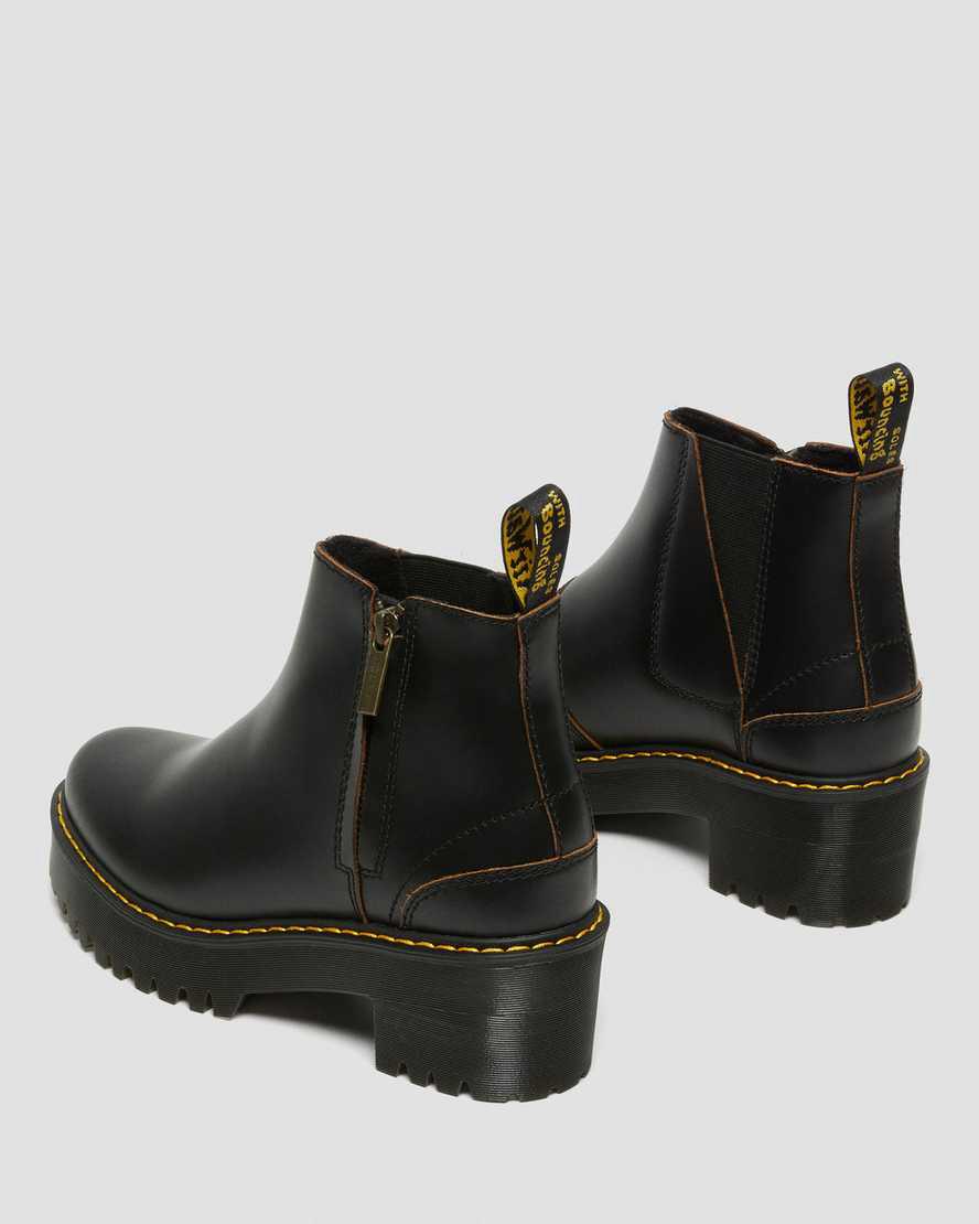 Botas de Tacon Dr Martens Rometty II Vintage Smooth Leather Chelsea Mujer Negras  España |  27986-EFOB
