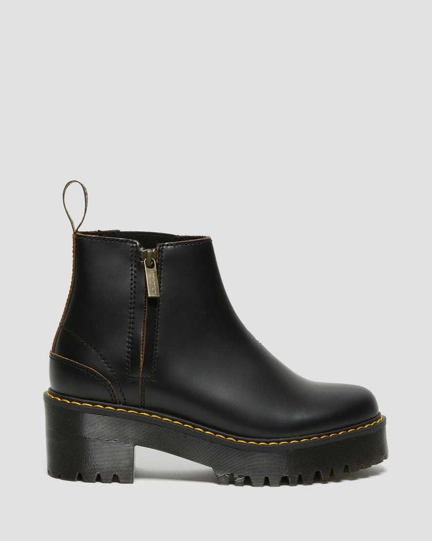 Botas de Tacon Dr Martens Rometty II Vintage Smooth Leather Chelsea Mujer Negras  España |  27986-EFOB