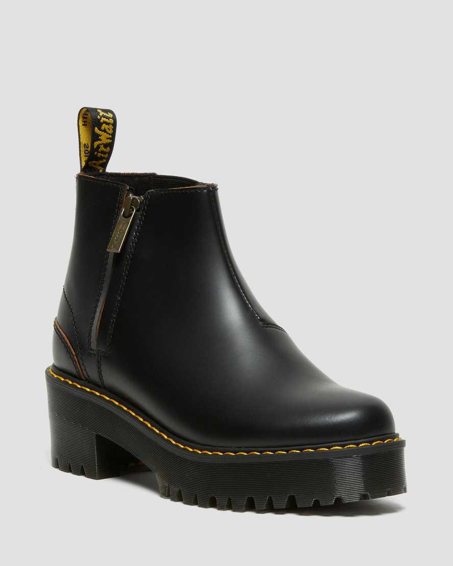 Botas de Tacon Dr Martens Rometty II Vintage Smooth Leather Chelsea Mujer Negras  España |  27986-EFOB