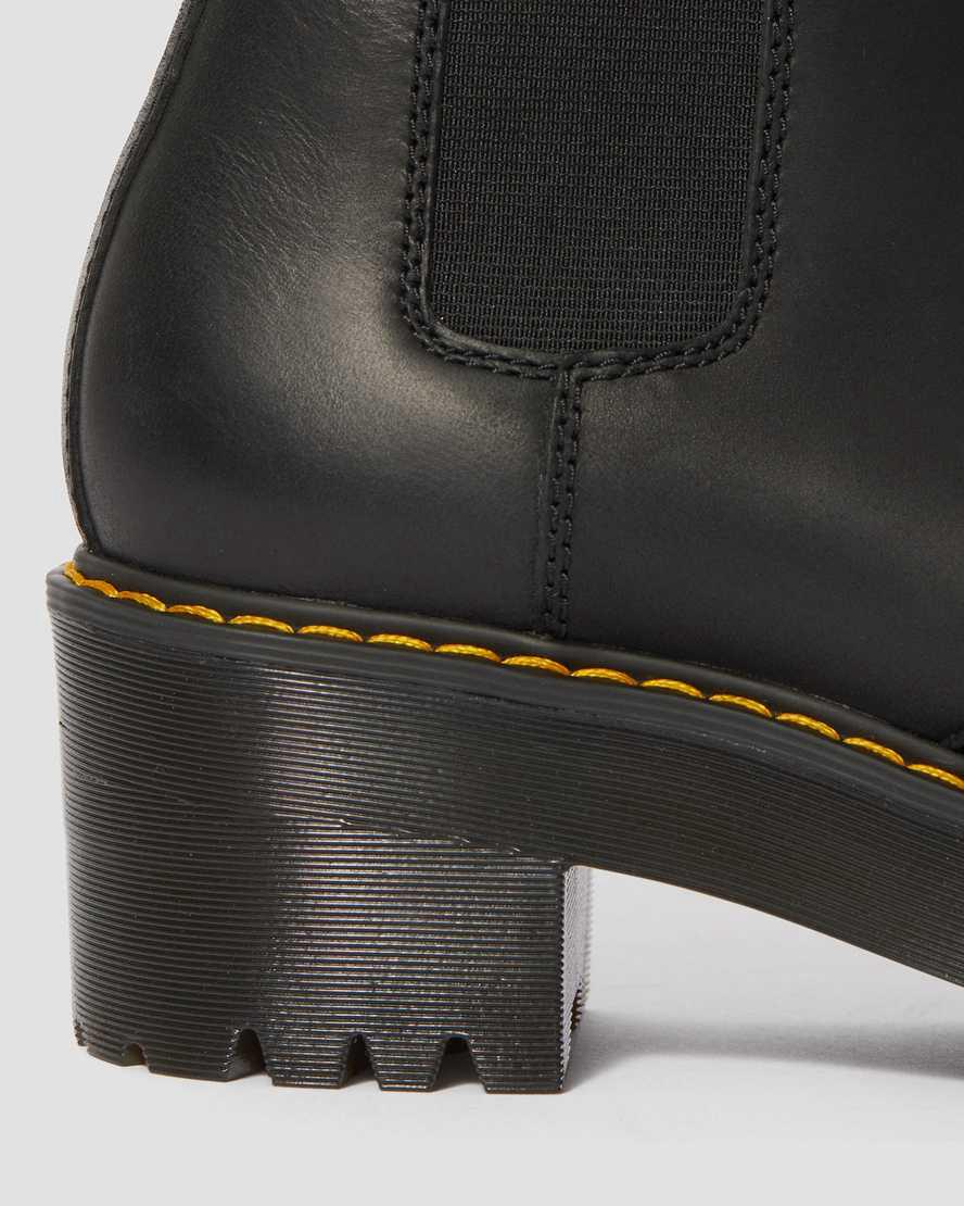 Botas de Tacon Dr Martens Rometty Wyoming Leather Platform Chelsea Mujer Negras  España |  12470-QXYH