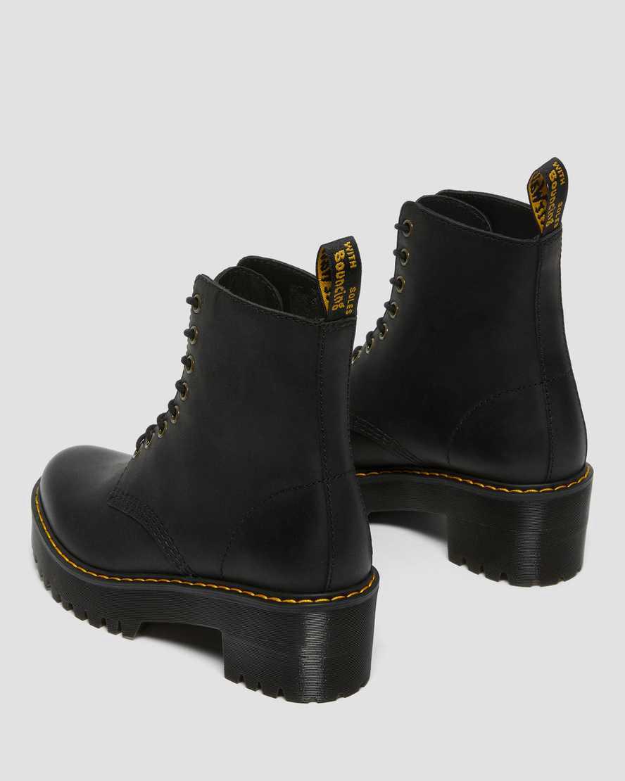 Botas de Tacon Dr Martens Shriver Hi Wyoming Leather Mujer Negras  España |  98357-AJWZ