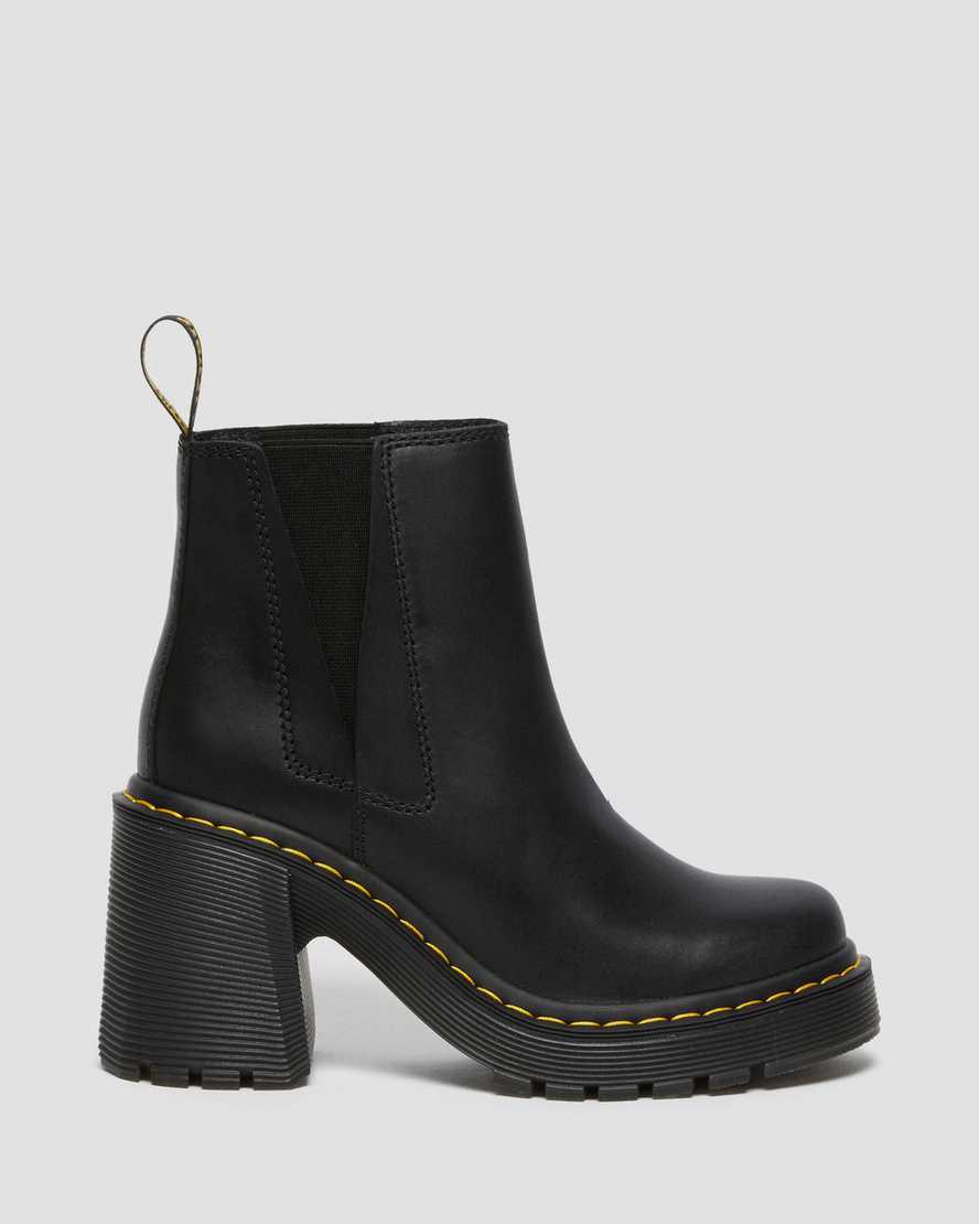 Botas de Tacon Dr Martens Spence Leather Flared Chelsea Mujer Negras  España |  61493-KGPD