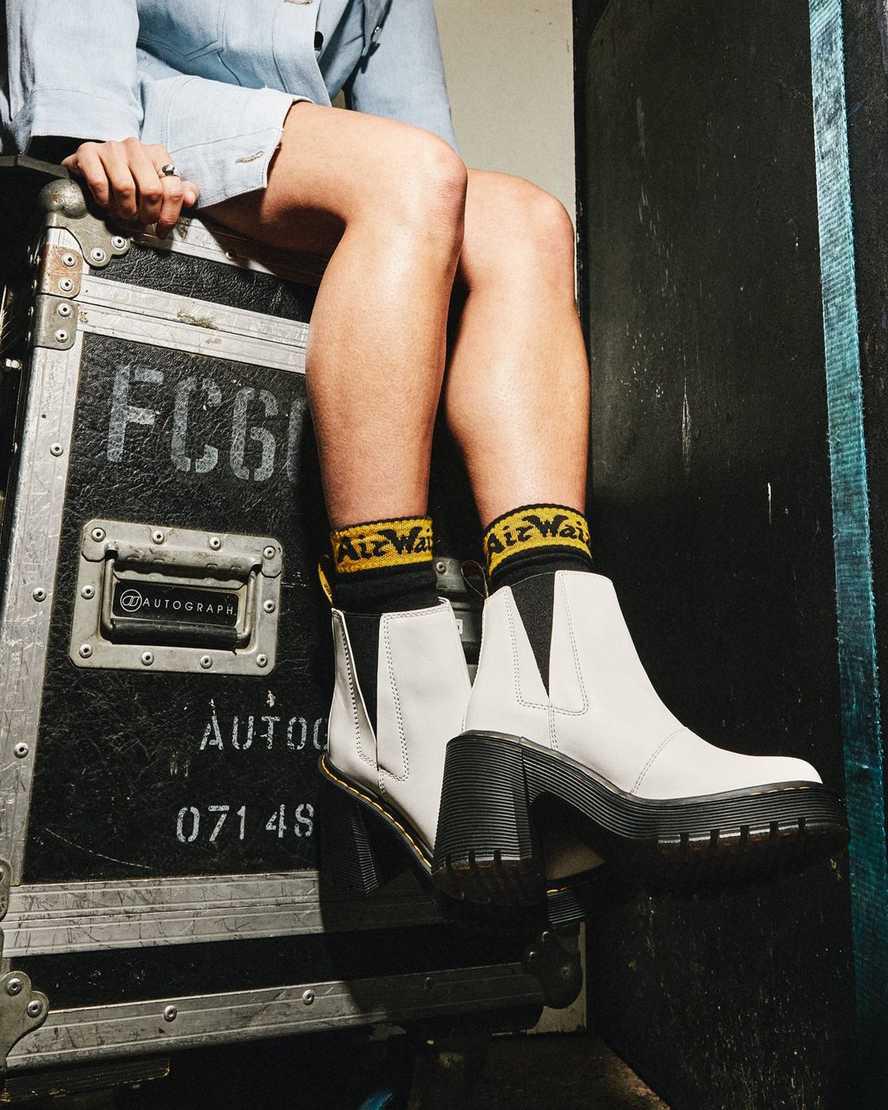 Botas de Tacon Dr Martens Spence Leather Flared Chelsea Mujer Blancas  España |  63540-FTNP