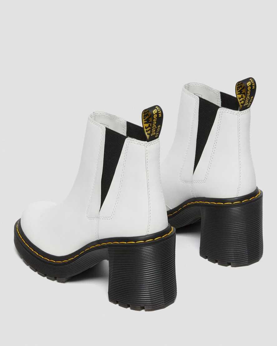 Botas de Tacon Dr Martens Spence Leather Flared Chelsea Mujer Blancas  España |  63540-FTNP