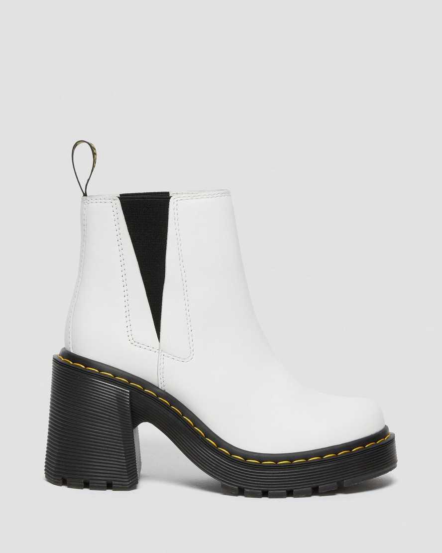 Botas de Tacon Dr Martens Spence Leather Flared Chelsea Mujer Blancas  España |  63540-FTNP