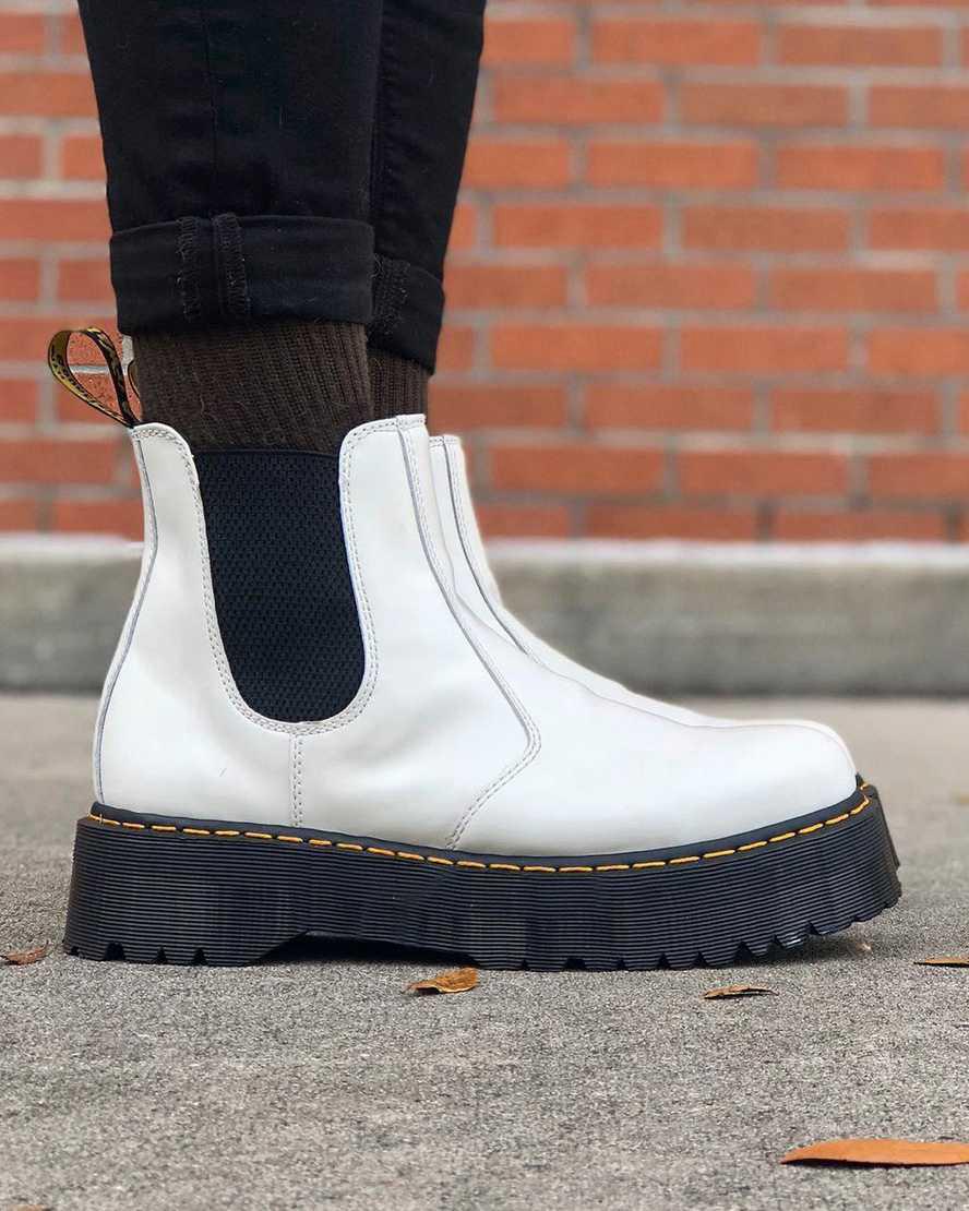 Botines Chelsea Dr Martens 2976 Smooth Leather Platform Mujer Blancas  España |  04863-FQSC