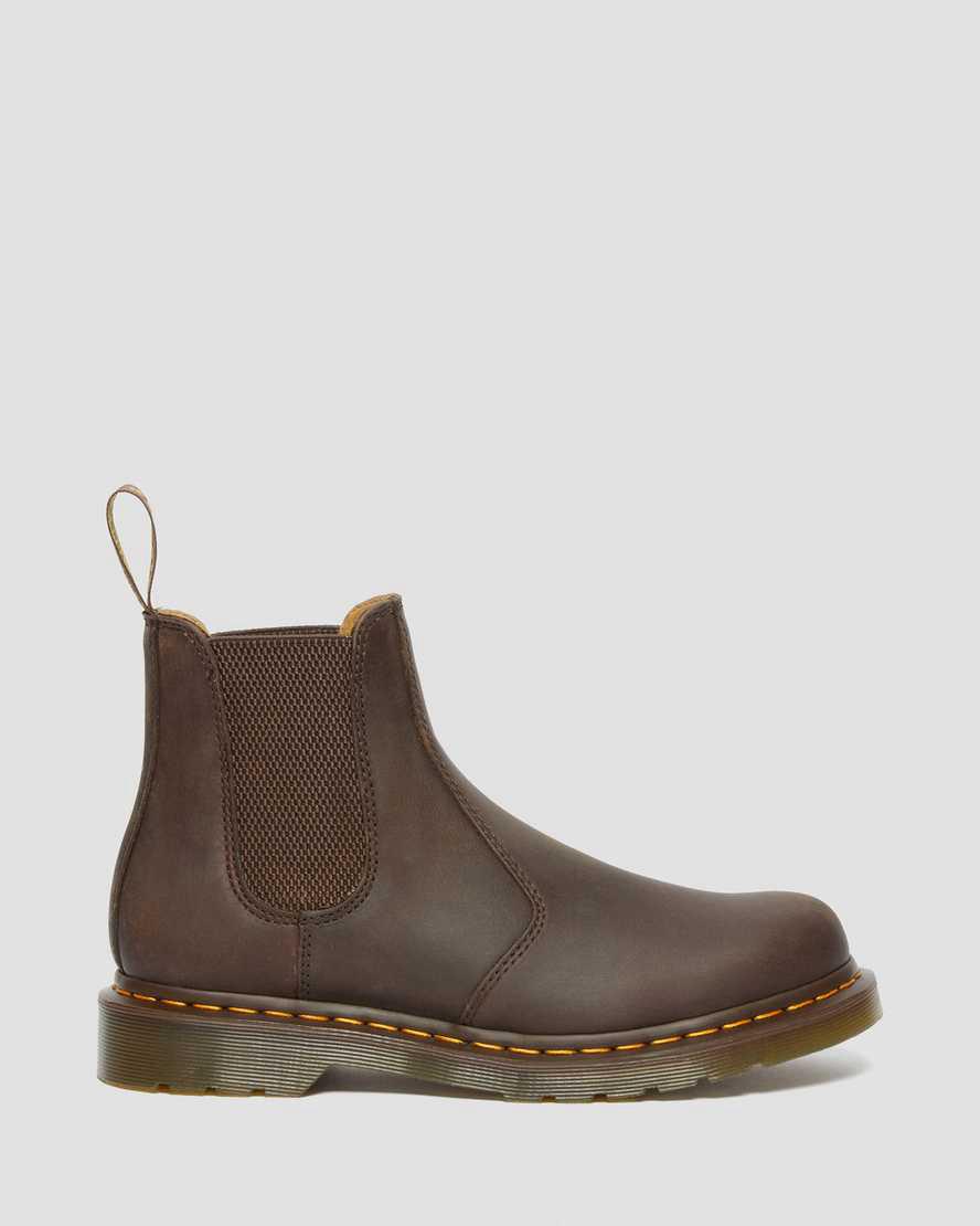 Botines Chelsea Dr Martens 2976 Yellow Stitch Crazy Horse Leather Hombre Marrones Oscuro  España |  25816-DGLE