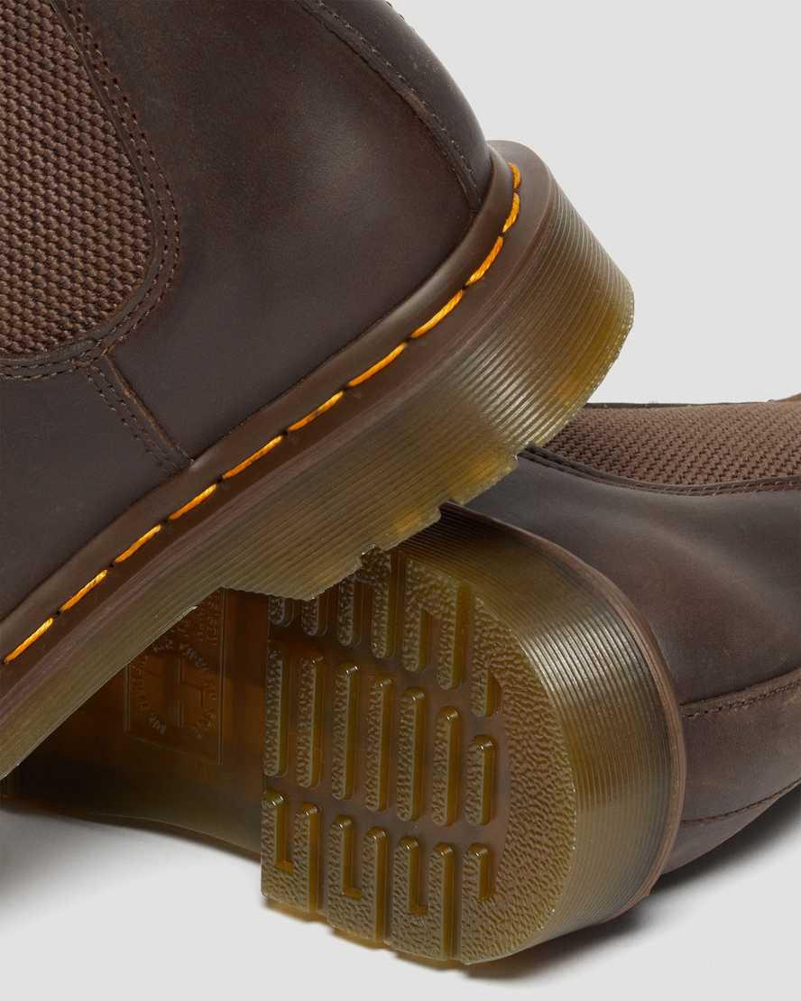 Botines Chelsea Dr Martens 2976 Yellow Stitch Crazy Horse Leather Hombre Marrones Oscuro  España |  25816-DGLE