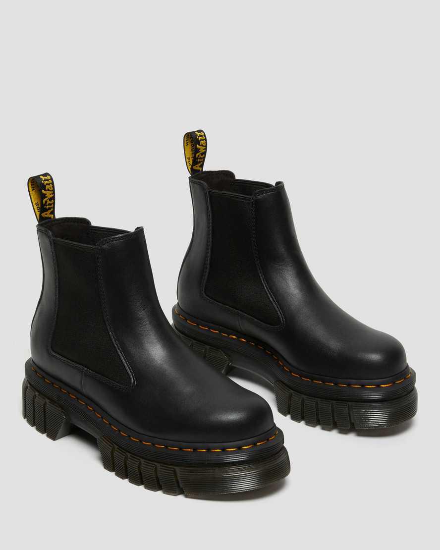 Botines Chelsea Dr Martens Audrick Nappa Leather Platform Mujer Negras  España |  69523-BNYP