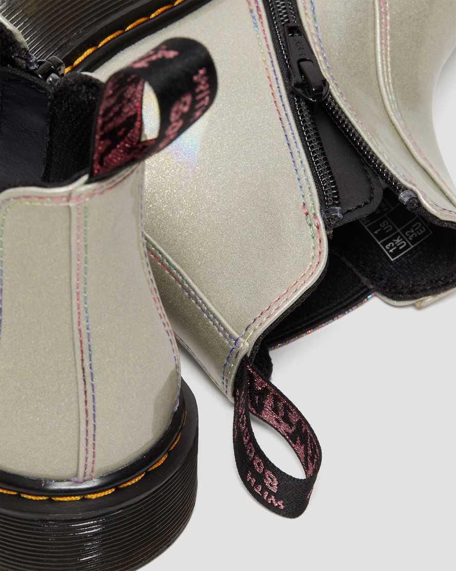 Botines Chelsea Dr Martens Junior 2976 Sparkle Rays Niños Plateadas  España |  16472-KOCN