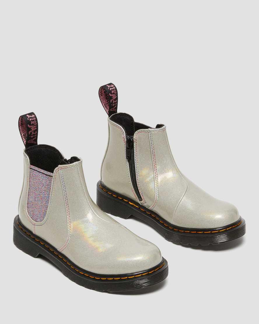 Botines Chelsea Dr Martens Junior 2976 Sparkle Rays Niños Plateadas  España |  16472-KOCN
