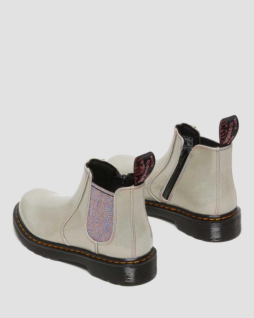 Botines Chelsea Dr Martens Junior 2976 Sparkle Rays Niños Plateadas  España |  16472-KOCN