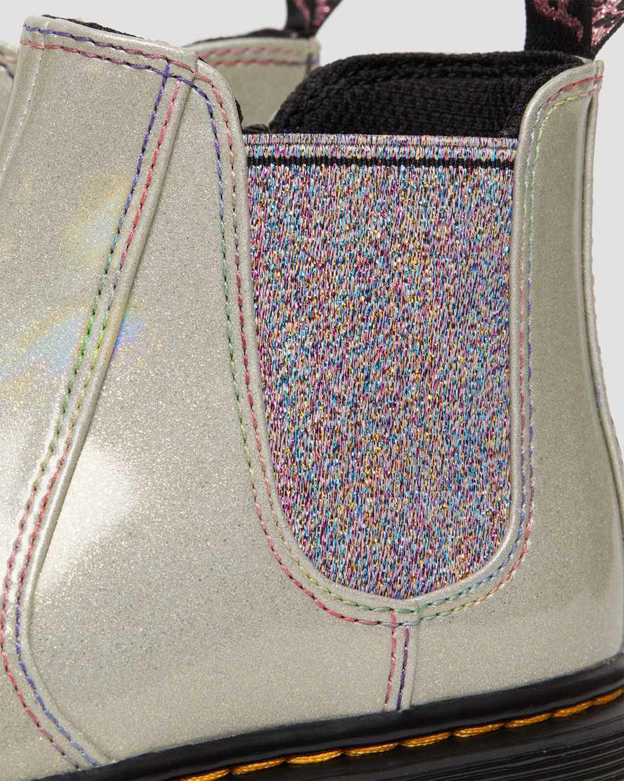Botines Chelsea Dr Martens Junior 2976 Sparkle Rays Niños Plateadas  España |  16472-KOCN