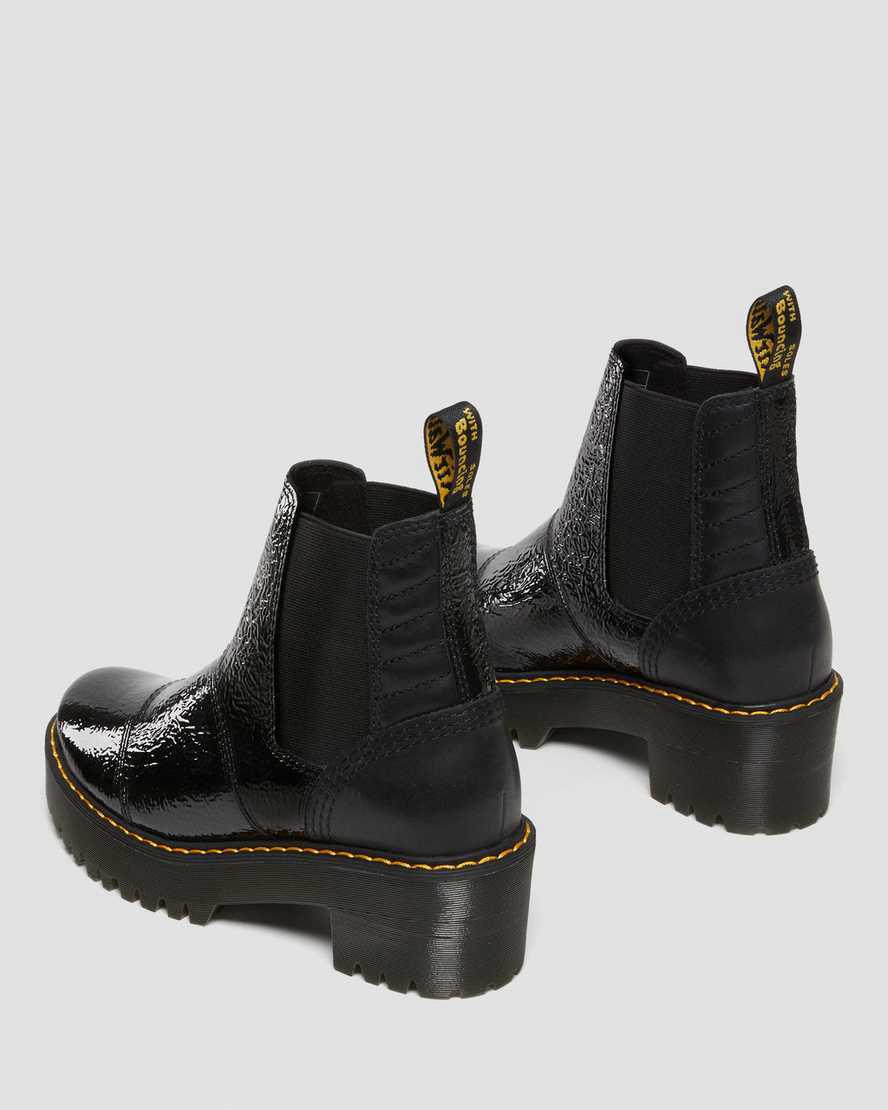 Botines Chelsea Dr Martens Rozalie Distressed Patent Heeled Mujer Negras  España |  28607-LESV