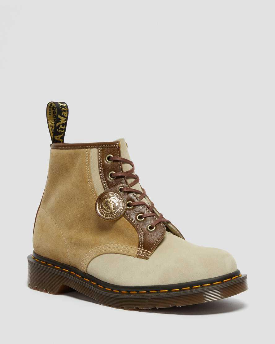 Botines Dr Martens 101 Made in England Suede Mujer Kaki  España |  38076-IROS