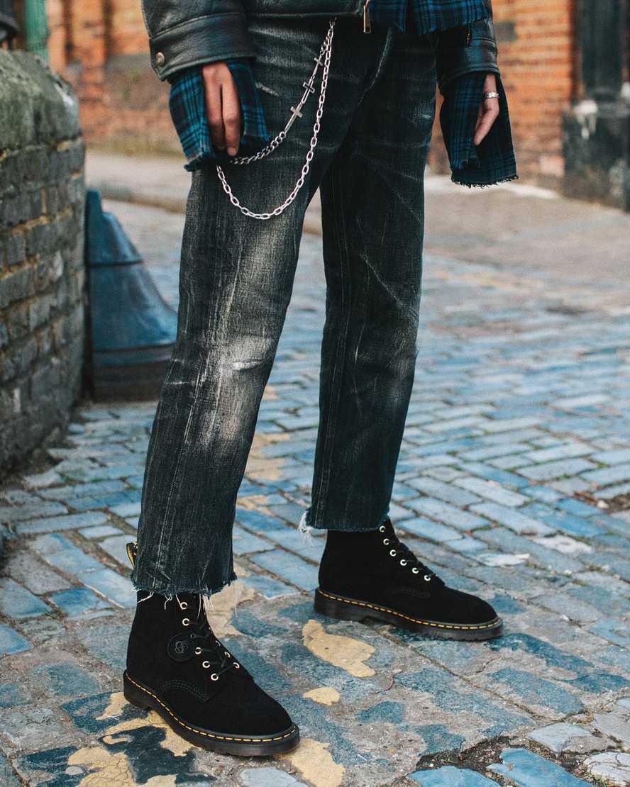 Botines Dr Martens 101 Suede Hombre Negras  España |  67930-OQPE