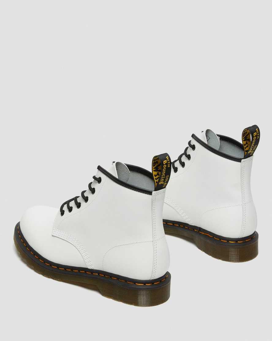 Botines Dr Martens 101 Yellow Stitch Smooth Leather Hombre Blancas  España |  67214-XHAM