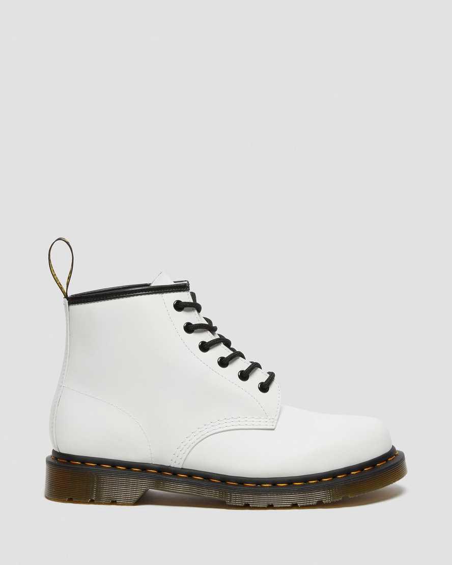 Botines Dr Martens 101 Yellow Stitch Smooth Leather Hombre Blancas  España |  67214-XHAM