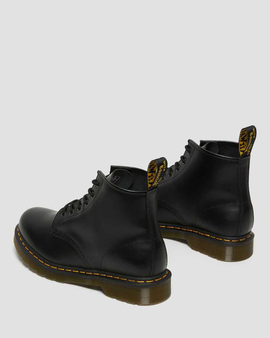 Botines Dr Martens 101 Yellow Stitch Smooth Leather Hombre Negras  España |  73165-YMRP