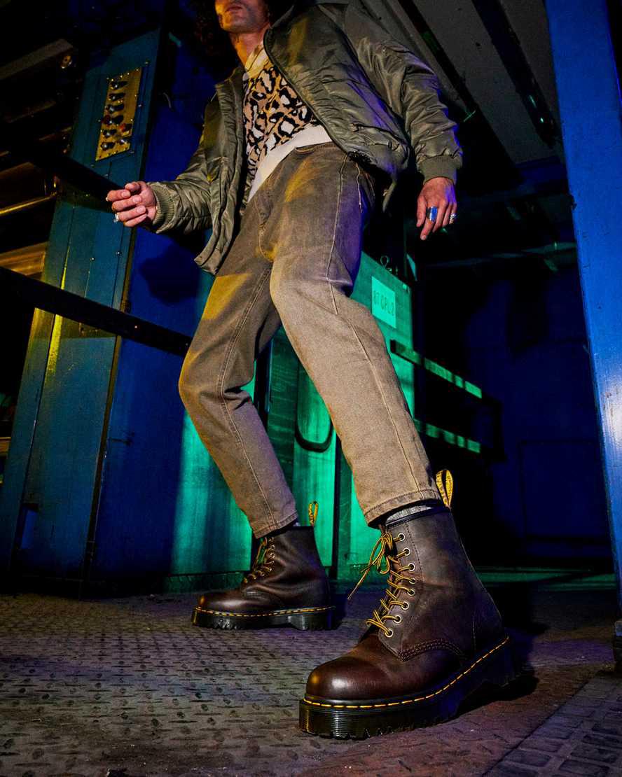 Botines Dr Martens 1460 Bex Crazy Horse Leather Lace Up Hombre Marrones Oscuro  España |  39704-NTIU
