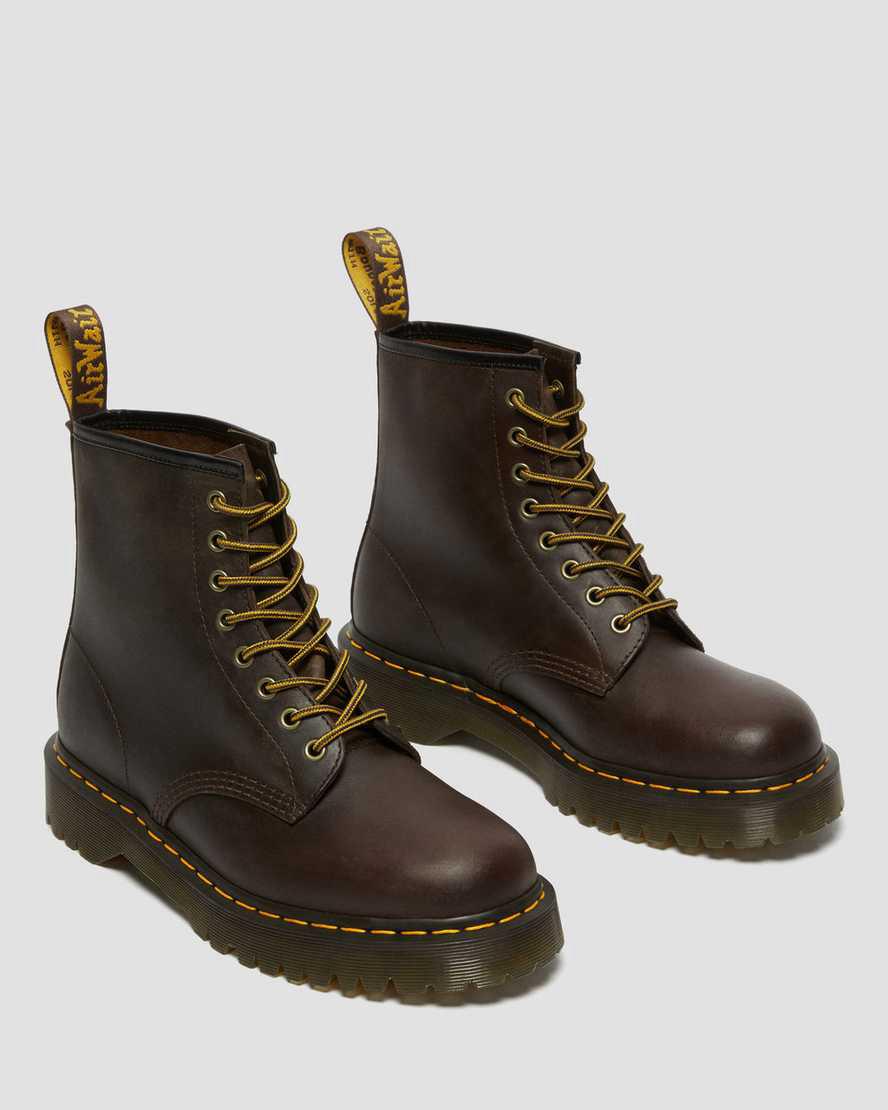 Botines Dr Martens 1460 Bex Crazy Horse Leather Lace Up Hombre Marrones Oscuro  España |  39704-NTIU