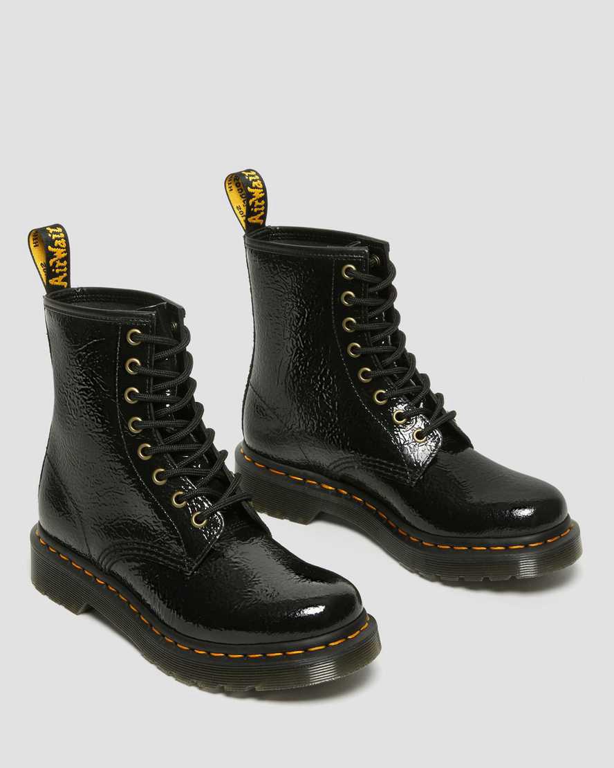Botines Dr Martens 1460 Distressed Patent Leather Mujer Negras  España |  28547-ZBDQ