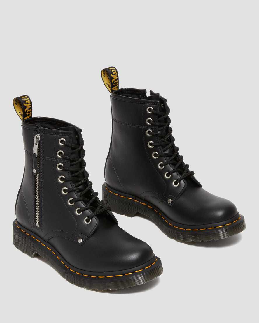 Botines Dr Martens 1460 Double Zip Leather Lace Up Mujer Negras  España |  30154-GXRZ