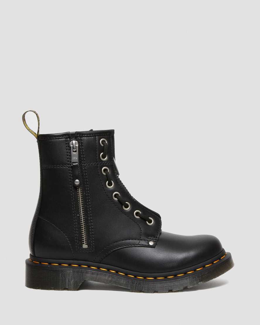 Botines Dr Martens 1460 Double Zip Leather Lace Up Mujer Negras  España |  30154-GXRZ