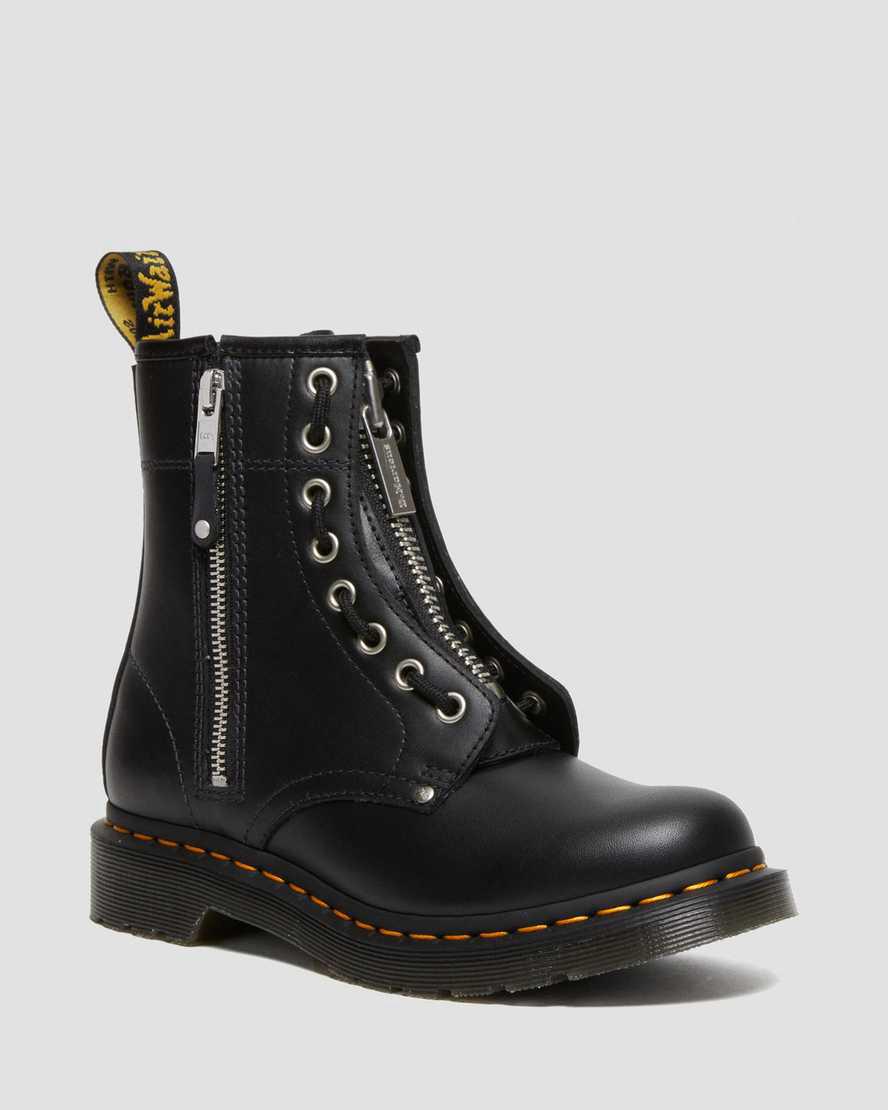 Botines Dr Martens 1460 Double Zip Leather Lace Up Mujer Negras  España |  30154-GXRZ