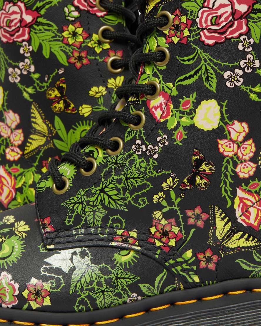 Botines Dr Martens 1460 Floral Bloom Leather Lace Up Mujer Negras  España |  67519-NHJX