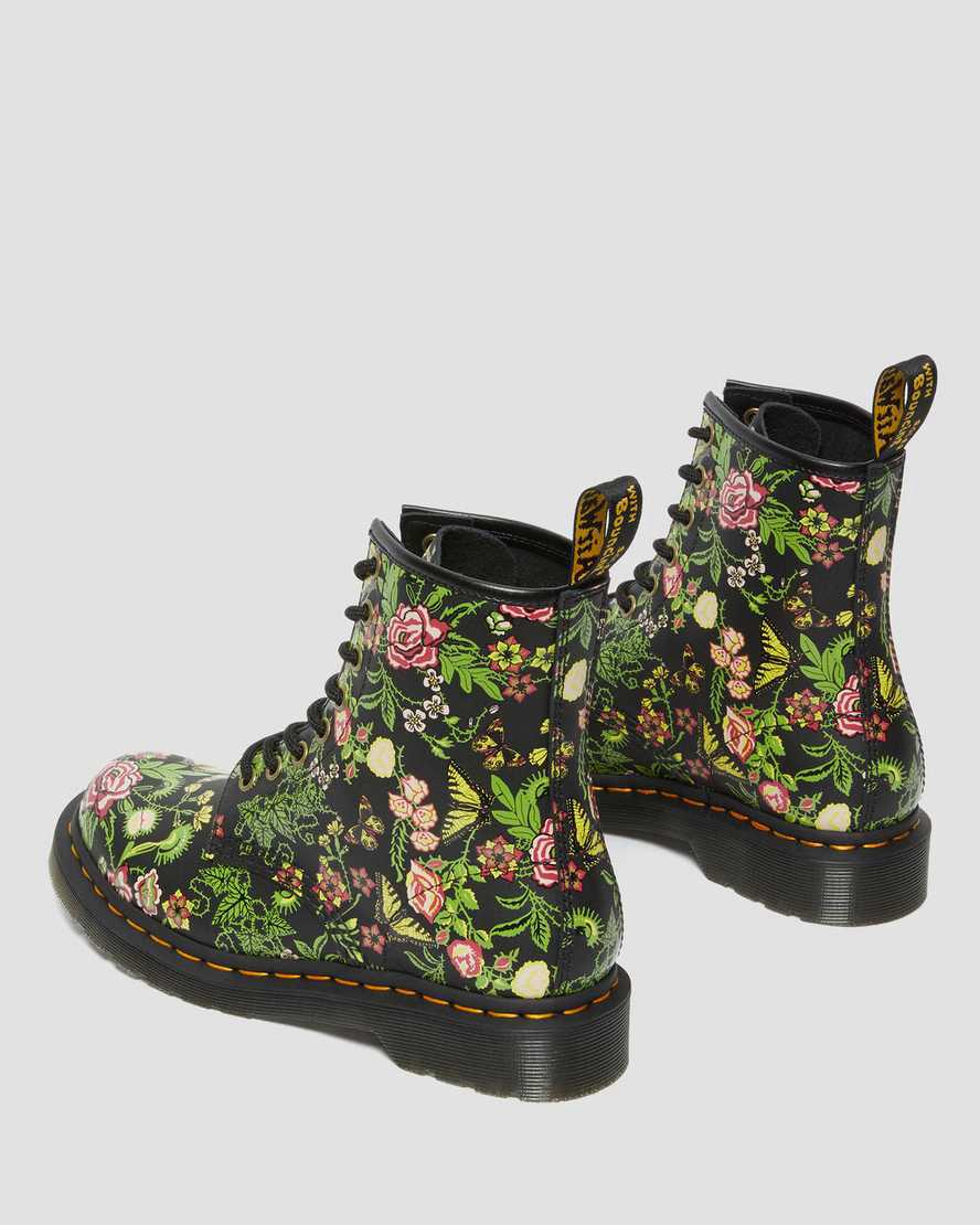 Botines Dr Martens 1460 Floral Bloom Leather Lace Up Mujer Negras  España |  67519-NHJX