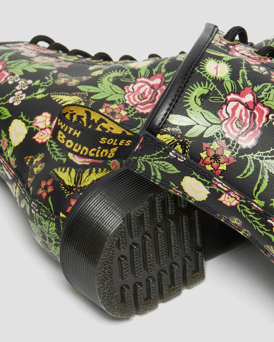 Botines Dr Martens 1460 Floral Bloom Leather Lace Up Mujer Negras  España |  67519-NHJX