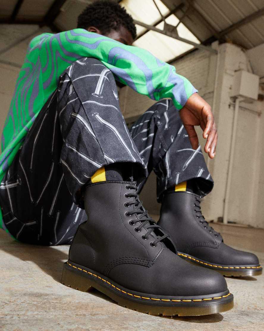 Botines Dr Martens 1460 Greasy Leather Lace Up Hombre Negras  España |  53094-WQGV
