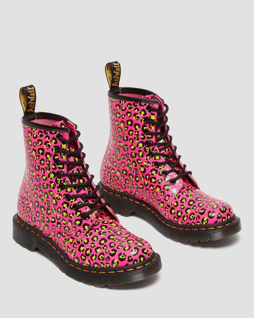 Botines Dr Martens 1460 Leopard Smooth Leather Lace Up Mujer Rosas  España |  23740-LDOZ
