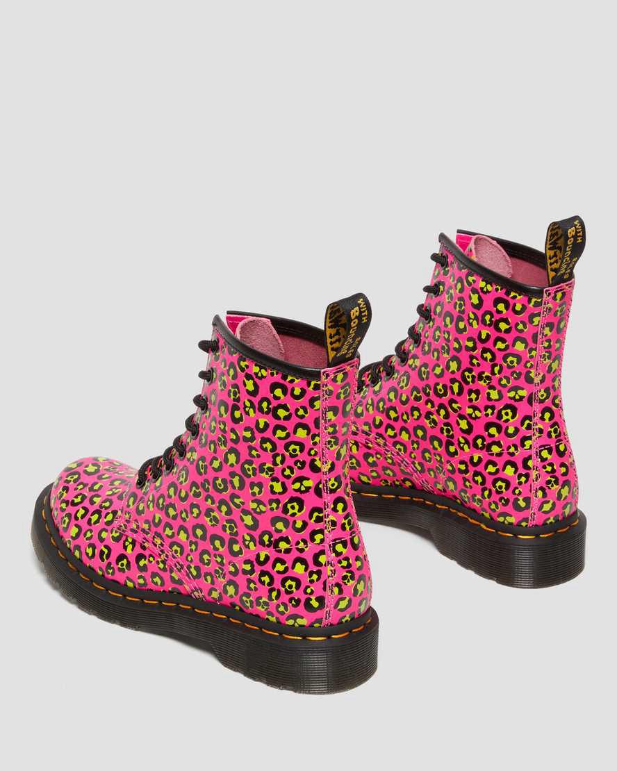 Botines Dr Martens 1460 Leopard Smooth Leather Lace Up Mujer Rosas  España |  23740-LDOZ