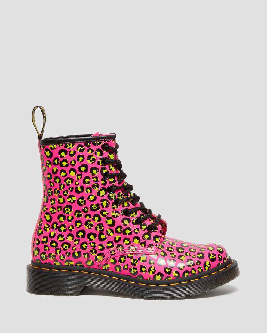 Botines Dr Martens 1460 Leopard Smooth Leather Lace Up Mujer Rosas  España |  23740-LDOZ