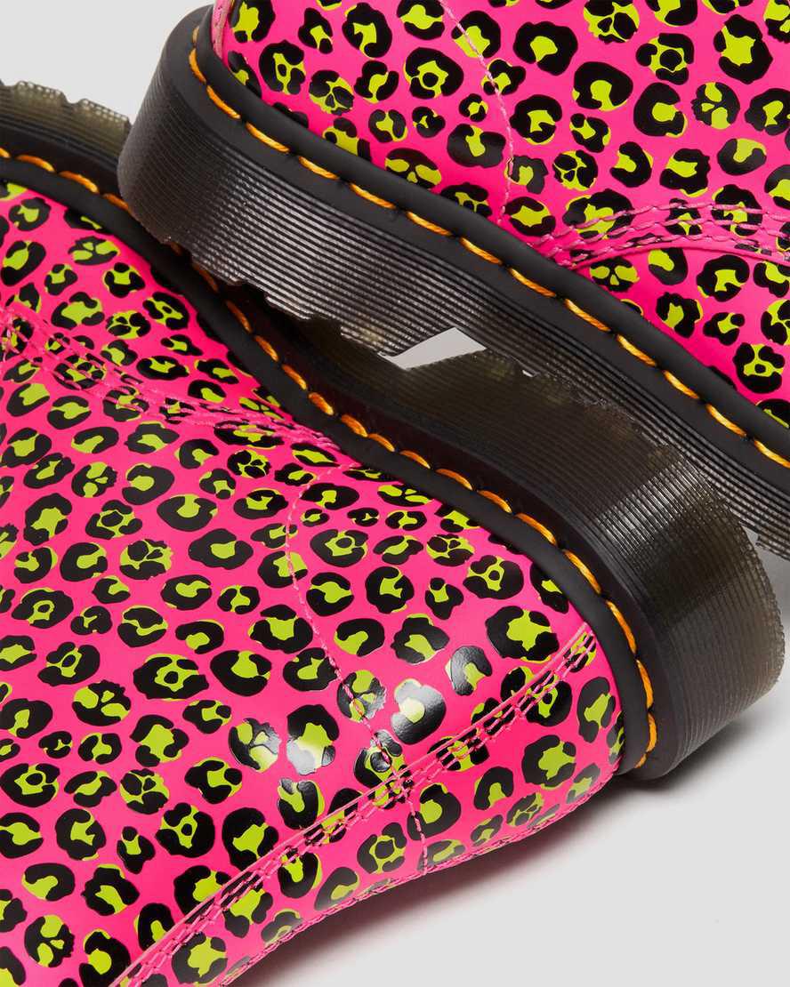 Botines Dr Martens 1460 Leopard Smooth Leather Lace Up Mujer Rosas  España |  23740-LDOZ