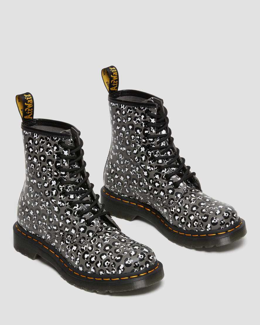 Botines Dr Martens 1460 Leopard Smooth Leather Lace Up Mujer Gris  España |  48675-ODXA
