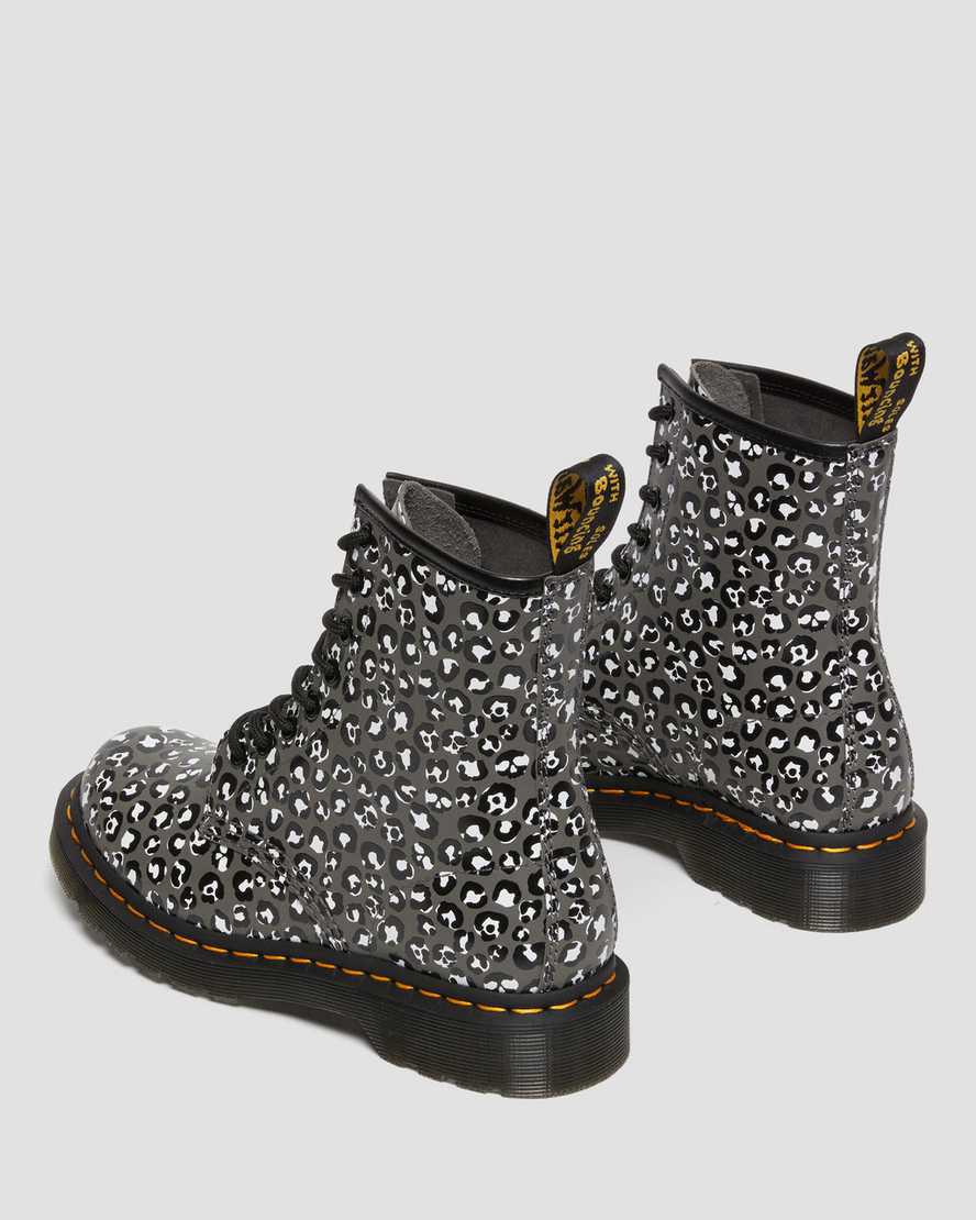 Botines Dr Martens 1460 Leopard Smooth Leather Lace Up Mujer Gris  España |  48675-ODXA