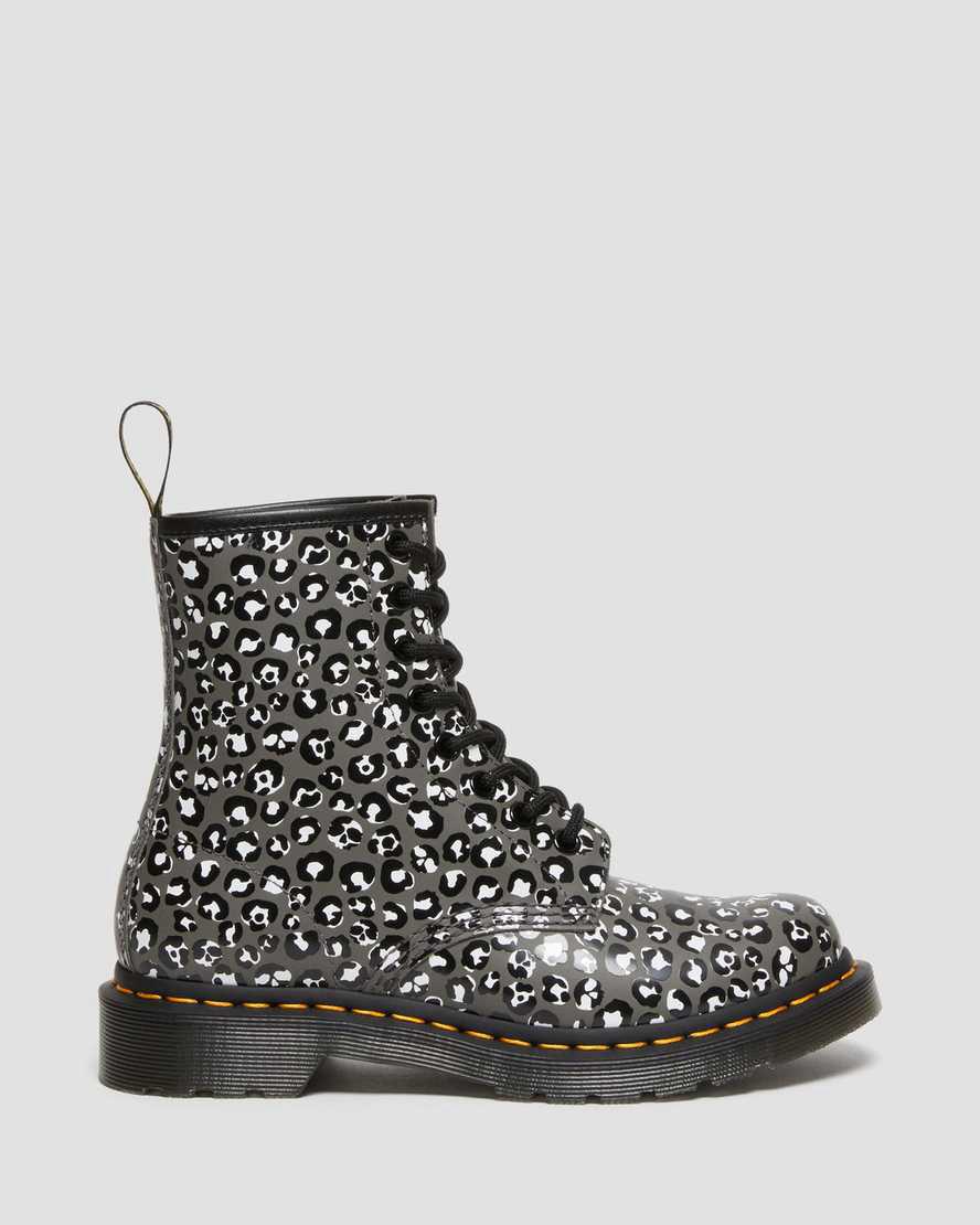 Botines Dr Martens 1460 Leopard Smooth Leather Lace Up Mujer Gris  España |  48675-ODXA