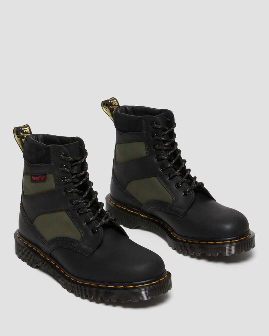 Botines Dr Martens 1460 Made in England Padded Panel Lace Up Mujer Black/Olive Dockyard / Ventile / Eh  España |  03628-DHIM