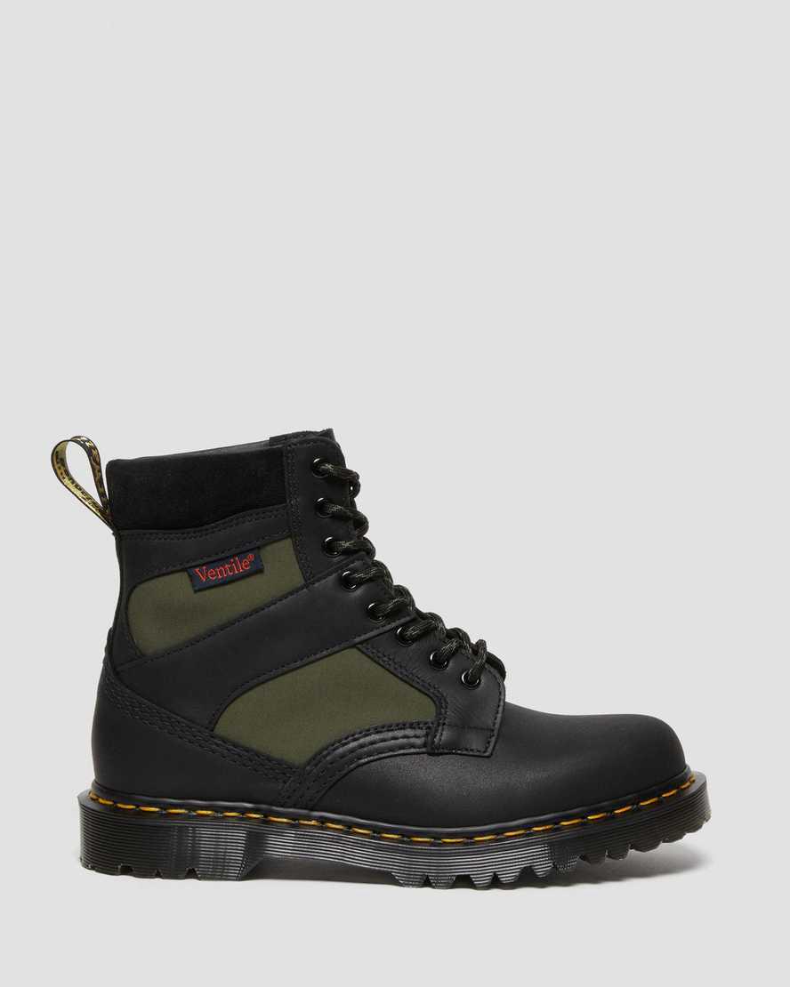 Botines Dr Martens 1460 Made in England Padded Panel Lace Up Mujer Black/Olive Dockyard / Ventile / Eh  España |  03628-DHIM