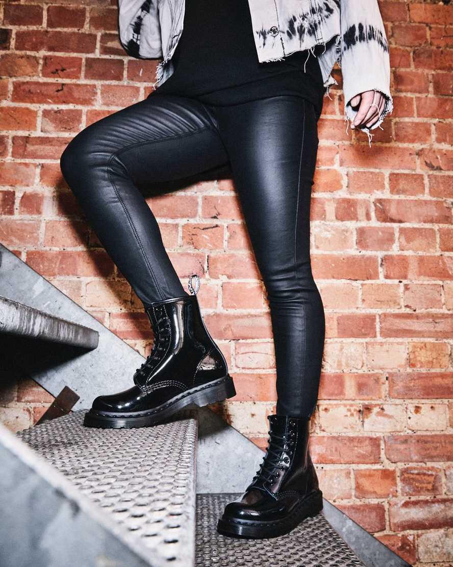 Botines Dr Martens 1460 Mono Patent Leather Lace Up Mujer Negras  España |  58796-WBDM